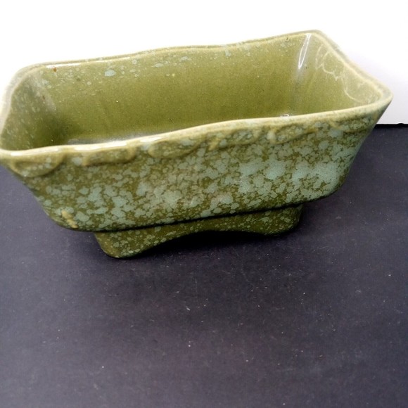 Vintage Brush Pottery Green Sponge White Planter 405-6 USA - Picture 5 of 13